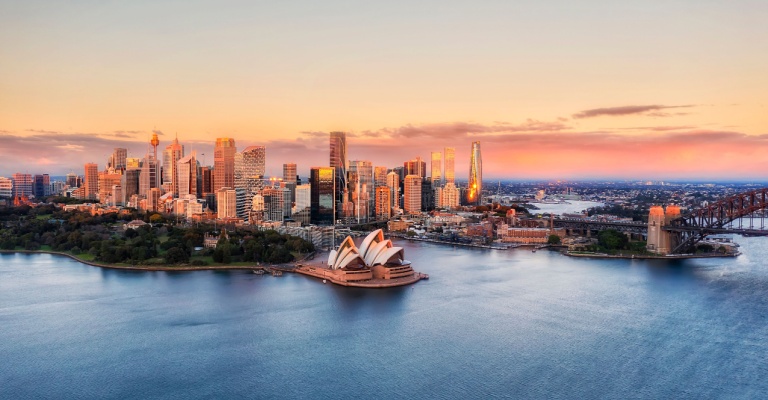 Vista dall'alto di una città Australiana